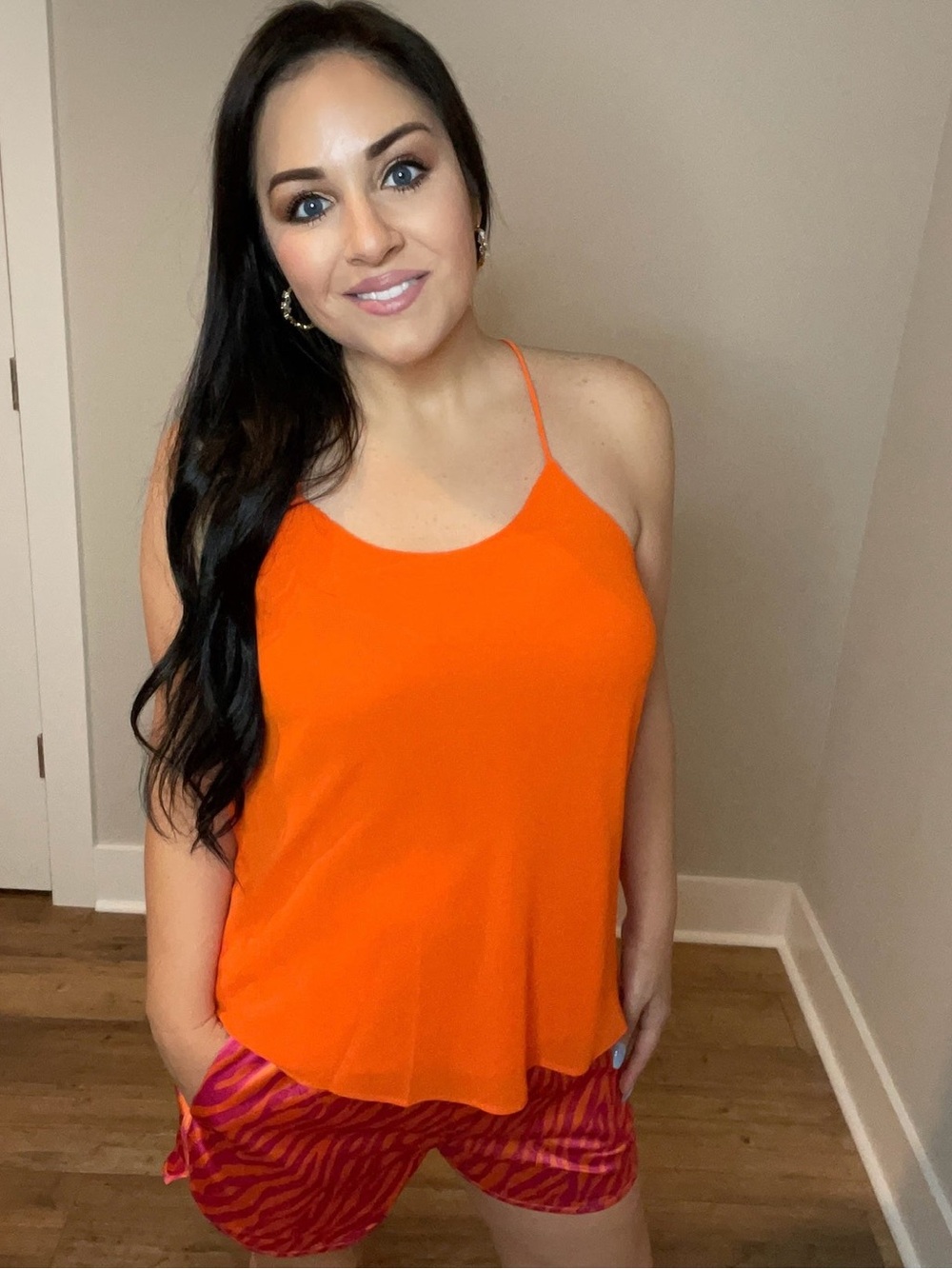 Small Women's Orange Spaghetti Strap Tank Top